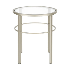 Homeroots 22" Silver And Clear Glass And Steel Round End Table   543814
