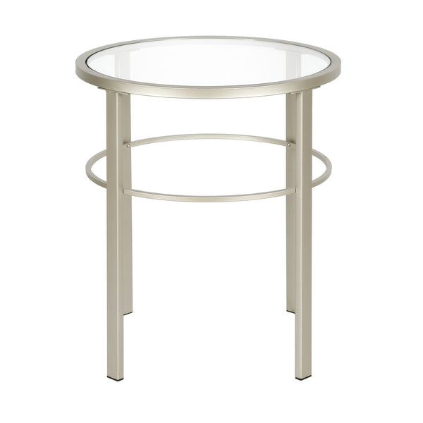Homeroots 22" Silver And Clear Glass And Steel Round End Table   543814
