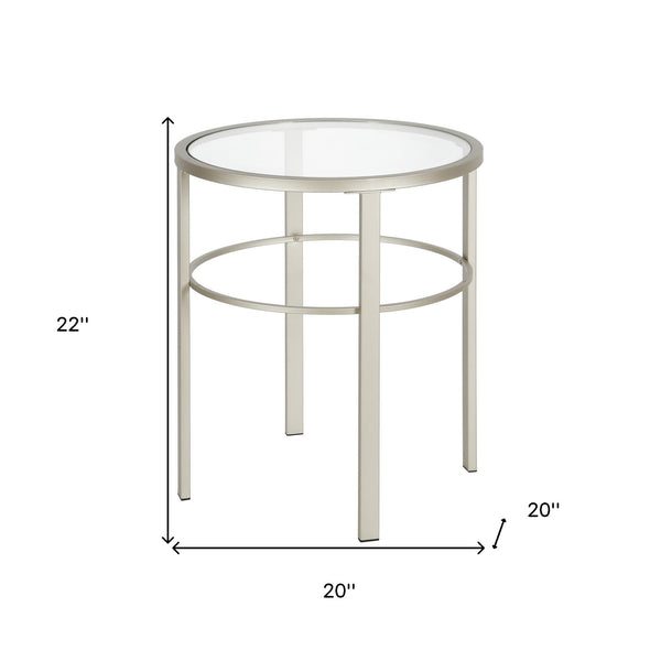 Homeroots 22" Silver And Clear Glass And Steel Round End Table   543814