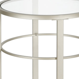 Homeroots 22" Silver And Clear Glass And Steel Round End Table   543814