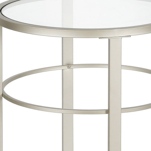 Homeroots 22" Silver And Clear Glass And Steel Round End Table   543814