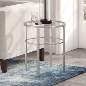 Homeroots 22" Silver And Clear Glass And Steel Round End Table   543814