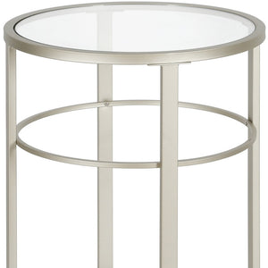 Homeroots 22" Silver And Clear Glass And Steel Round End Table   543814