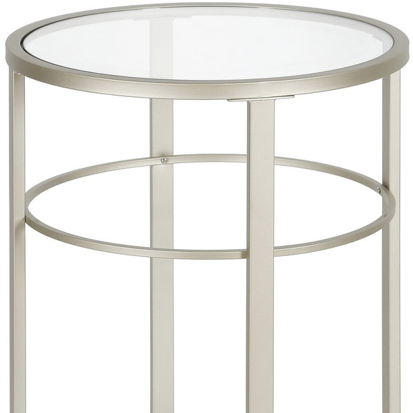 Homeroots 22" Silver And Clear Glass And Steel Round End Table   543814