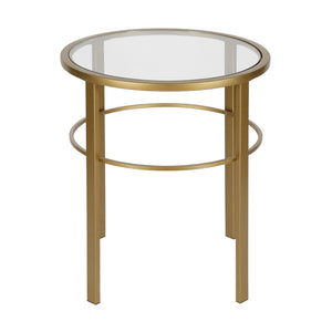 Homeroots 22" Brass And Clear Glass And Steel Round End Table   543816