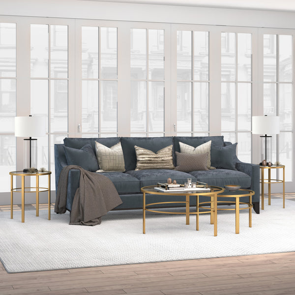 Homeroots 22" Brass And Clear Glass And Steel Round End Table   543816