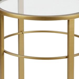 Homeroots 22" Brass And Clear Glass And Steel Round End Table   543816