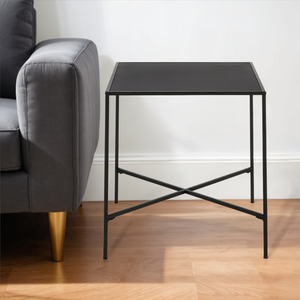 Homeroots 22" Black Steel Square End Table   543818