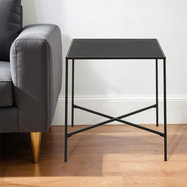 Homeroots 22" Black Steel Square End Table   543818