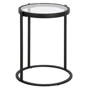 Homeroots 20" Black And Clear Glass And Steel Round End Table   543819