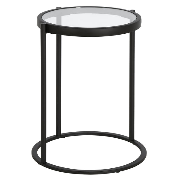 Homeroots 20" Black And Clear Glass And Steel Round End Table   543819