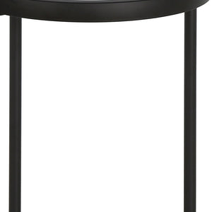 Homeroots 20" Black And Clear Glass And Steel Round End Table   543819