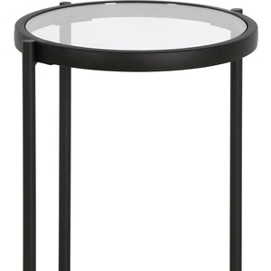 Homeroots 20" Black And Clear Glass And Steel Round End Table   543819