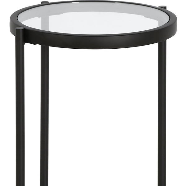 Homeroots 20" Black And Clear Glass And Steel Round End Table   543819