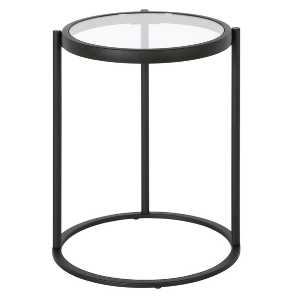Homeroots 20" Black And Clear Glass And Steel Round End Table   543819
