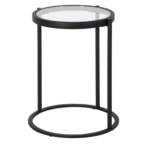 Homeroots 20" Black And Clear Glass And Steel Round End Table   543819