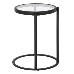 Homeroots 20" Black And Clear Glass And Steel Round End Table   543819
