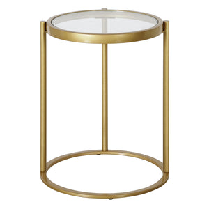 Homeroots 20" Brass And Clear Glass And Steel Round End Table   543820