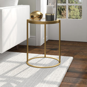 Homeroots 20" Brass And Clear Glass And Steel Round End Table   543820