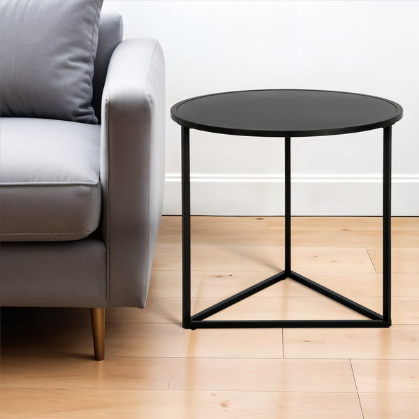 Homeroots 22" Black Steel Round End Table   543823