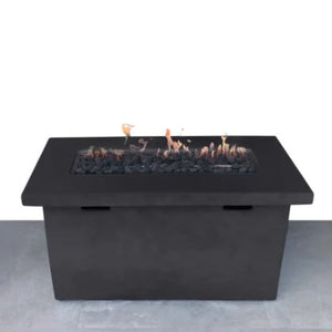 English Elm 25" Fiber-Reinforced Concrete Propane Outdoor Fire Pit Table with Hidden Tank, Cover, Lava Rocks, Weather-Resistant Charcoal B120P203040