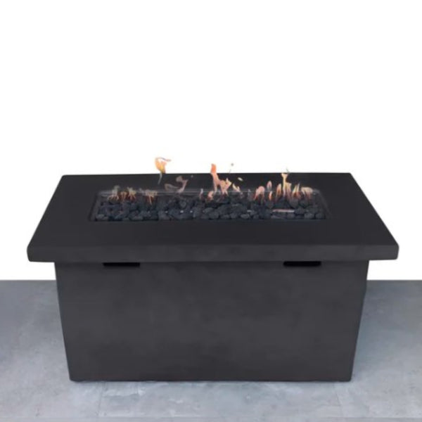 English Elm 25" Fiber-Reinforced Concrete Propane Outdoor Fire Pit Table with Hidden Tank, Cover, Lava Rocks, Weather-Resistant Charcoal B120P203040
