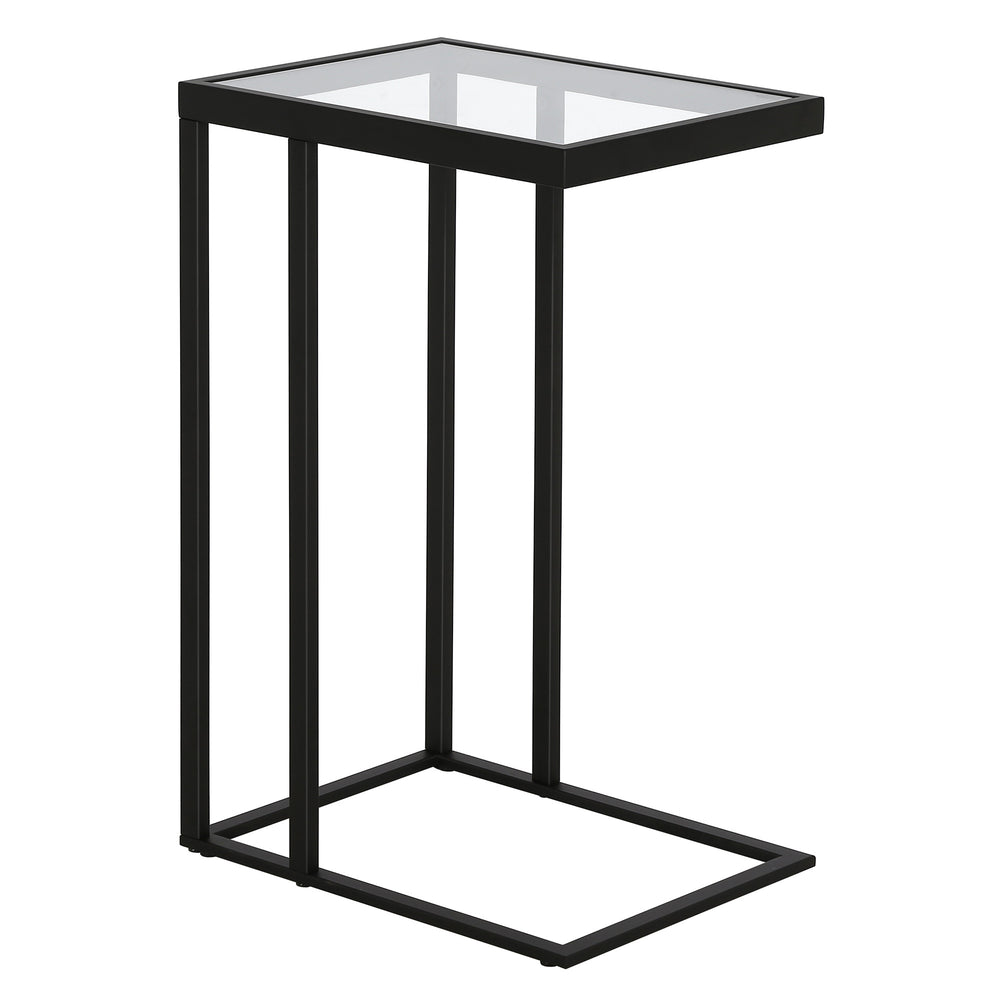 Homeroots 25" Black And Clear Glass And Steel End Table   543826