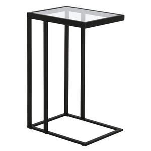 Homeroots 25" Black And Clear Glass And Steel End Table   543826