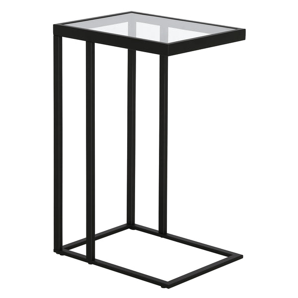 Homeroots 25" Black And Clear Glass And Steel End Table   543826