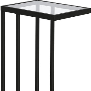Homeroots 25" Black And Clear Glass And Steel End Table   543826