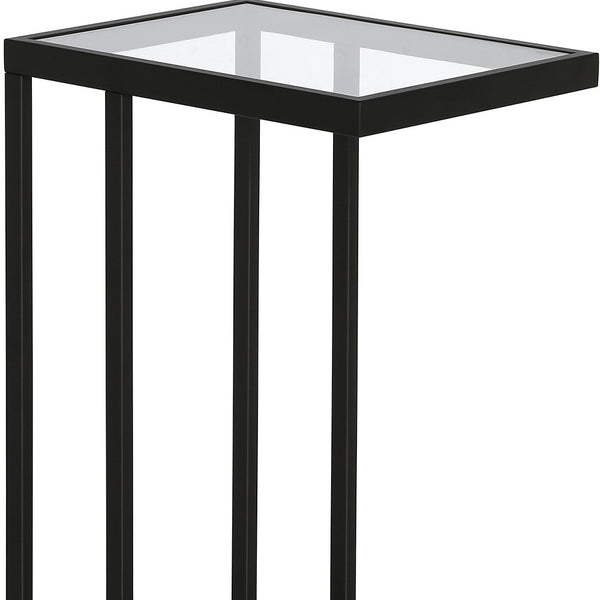 Homeroots 25" Black And Clear Glass And Steel End Table   543826