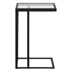 Homeroots 25" Black And Clear Glass And Steel End Table   543826