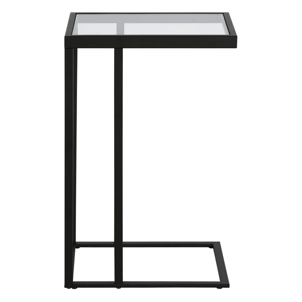 Homeroots 25" Black And Clear Glass And Steel End Table   543826