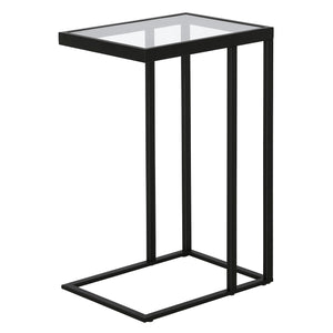Homeroots 25" Black And Clear Glass And Steel End Table   543826