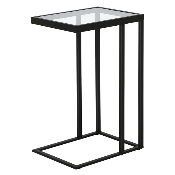 Homeroots 25" Black And Clear Glass And Steel End Table   543826