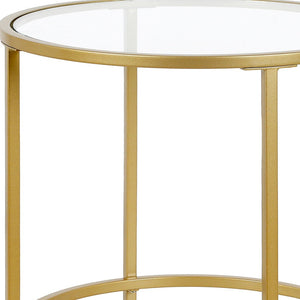 Homeroots 22" Brass And Clear Glass And Steel Round End Table   543828