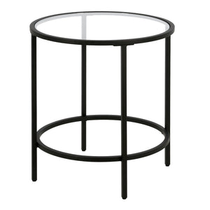 Homeroots 22" Black And Clear Glass And Steel Round End Table   543829