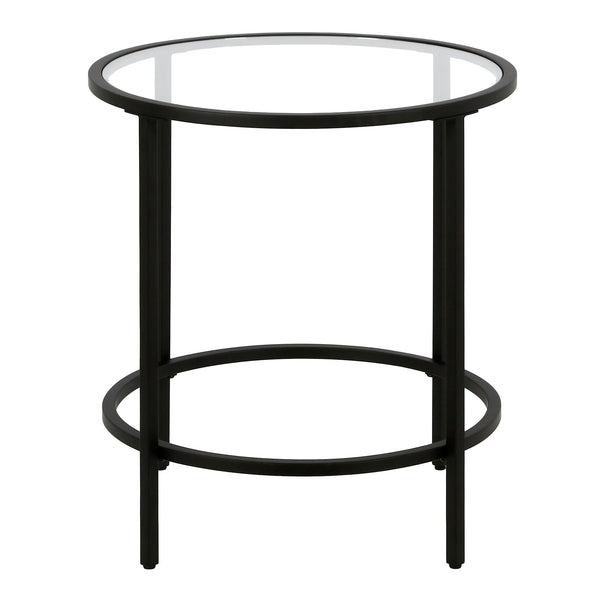 Homeroots 22" Black And Clear Glass And Steel Round End Table   543829