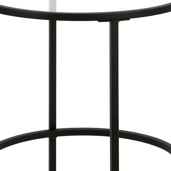 Homeroots 22" Black And Clear Glass And Steel Round End Table   543829