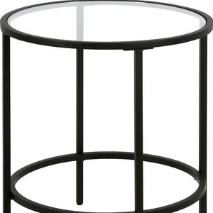 Homeroots 22" Black And Clear Glass And Steel Round End Table   543829