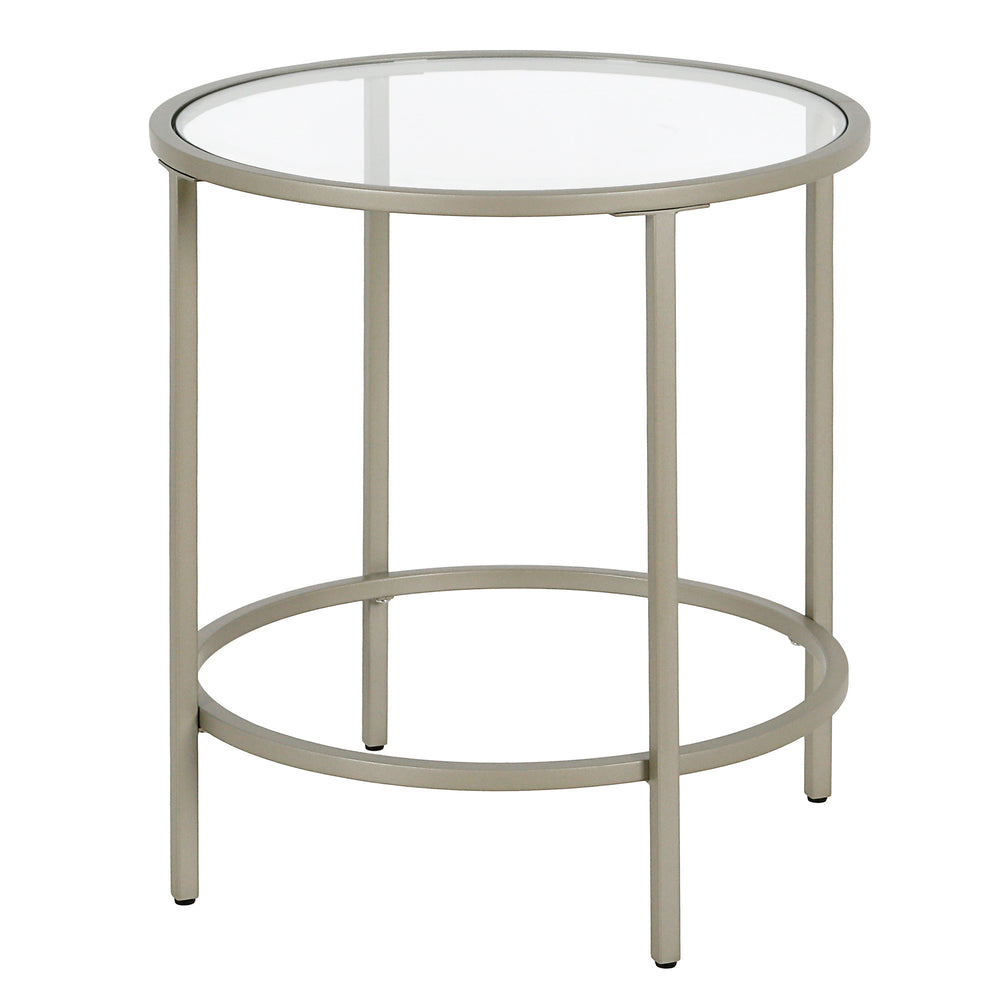 Homeroots 22" Silver And Clear Glass And Steel Round End Table   543830