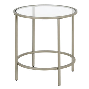 Homeroots 22" Silver And Clear Glass And Steel Round End Table   543830