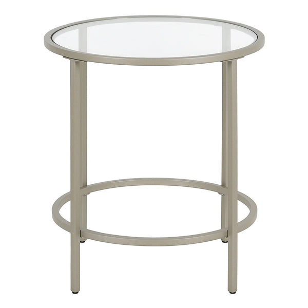Homeroots 22" Silver And Clear Glass And Steel Round End Table   543830