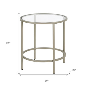 Homeroots 22" Silver And Clear Glass And Steel Round End Table   543830