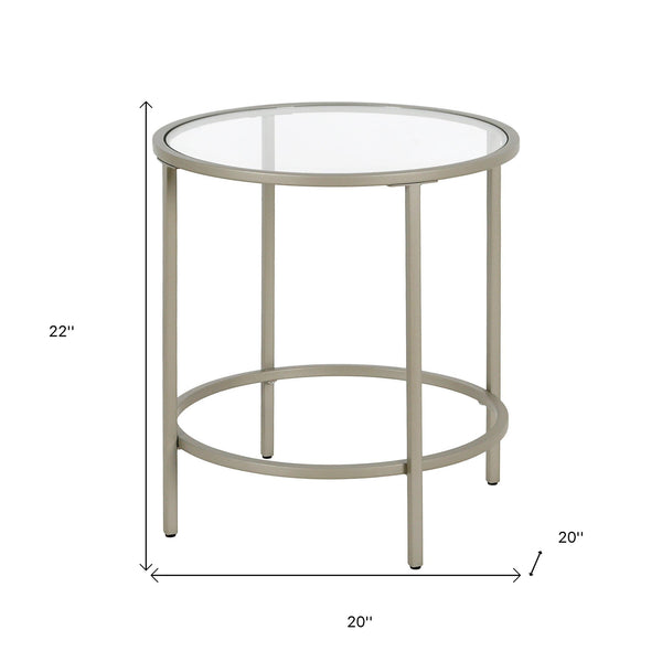 Homeroots 22" Silver And Clear Glass And Steel Round End Table   543830