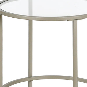 Homeroots 22" Silver And Clear Glass And Steel Round End Table   543830
