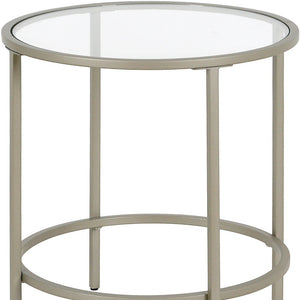 Homeroots 22" Silver And Clear Glass And Steel Round End Table   543830
