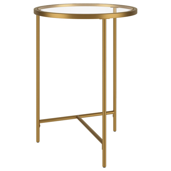 Homeroots 24" Gold And Clear Glass And Steel Round End Table   543831