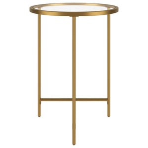 Homeroots 24" Gold And Clear Glass And Steel Round End Table   543831