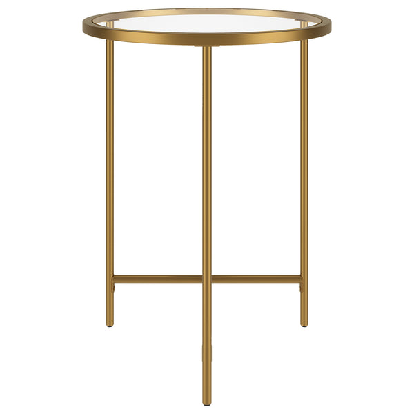 Homeroots 24" Gold And Clear Glass And Steel Round End Table   543831